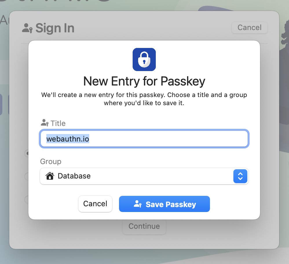New Entry for Passkey \(macOS\)