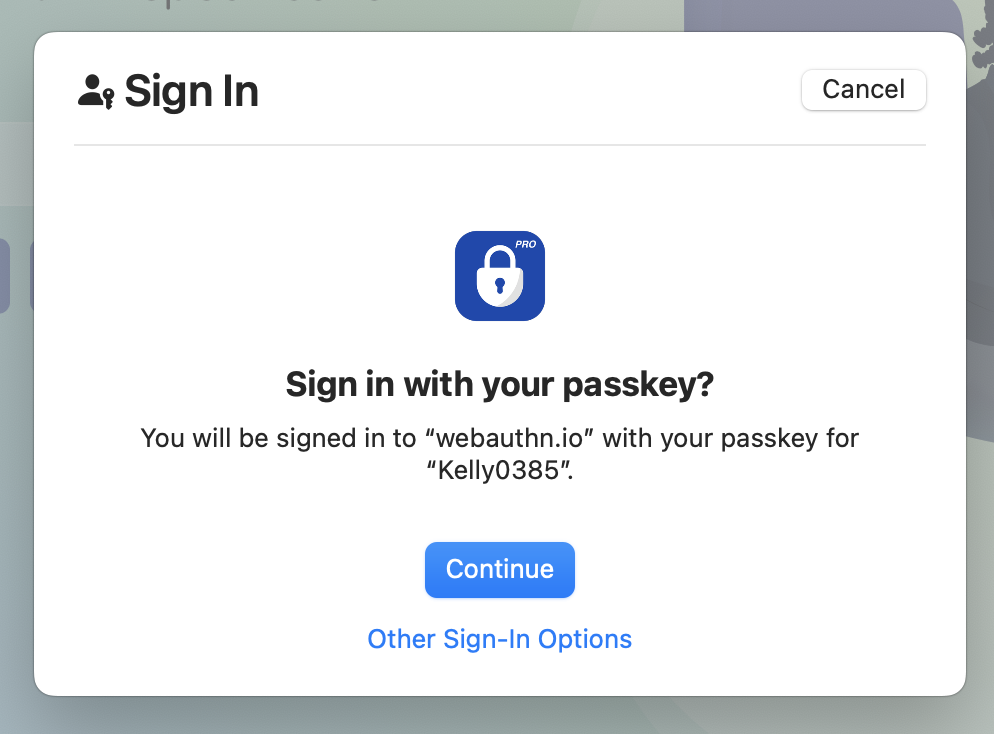 Sign in with your passkey \(Safari on Mac\)