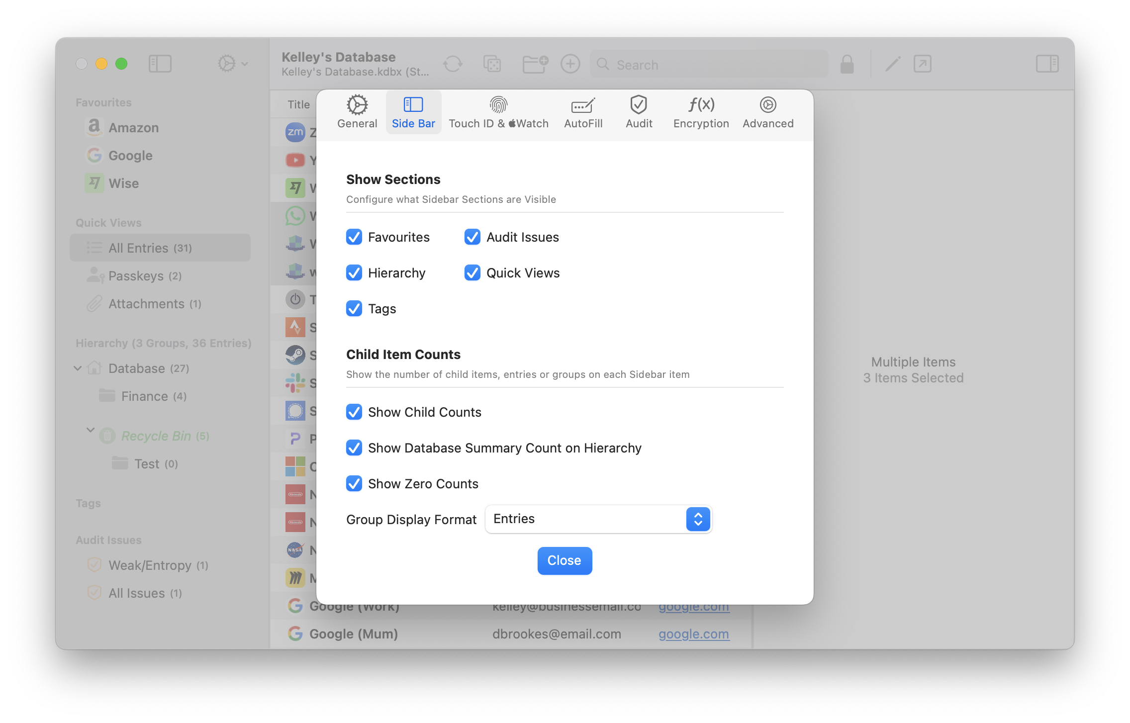 Mac sidebar settings